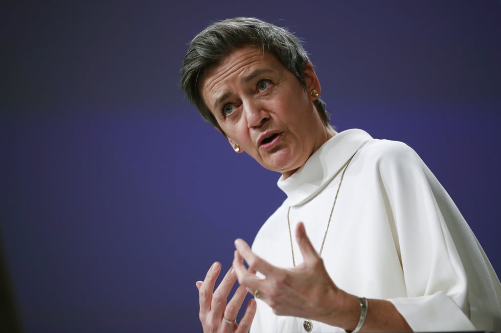 EU Competition Commissioner Margrethe Vestager speaks during a news conference on a European project in battery value chain at European Commission headquarters in Brussels on January 26. Photo: AP EU Competition Commissioner Margrethe Vestager speaks during a news conference on a European project in battery value chain at European Commission headquarters in Brussels on January 26. Photo: AP