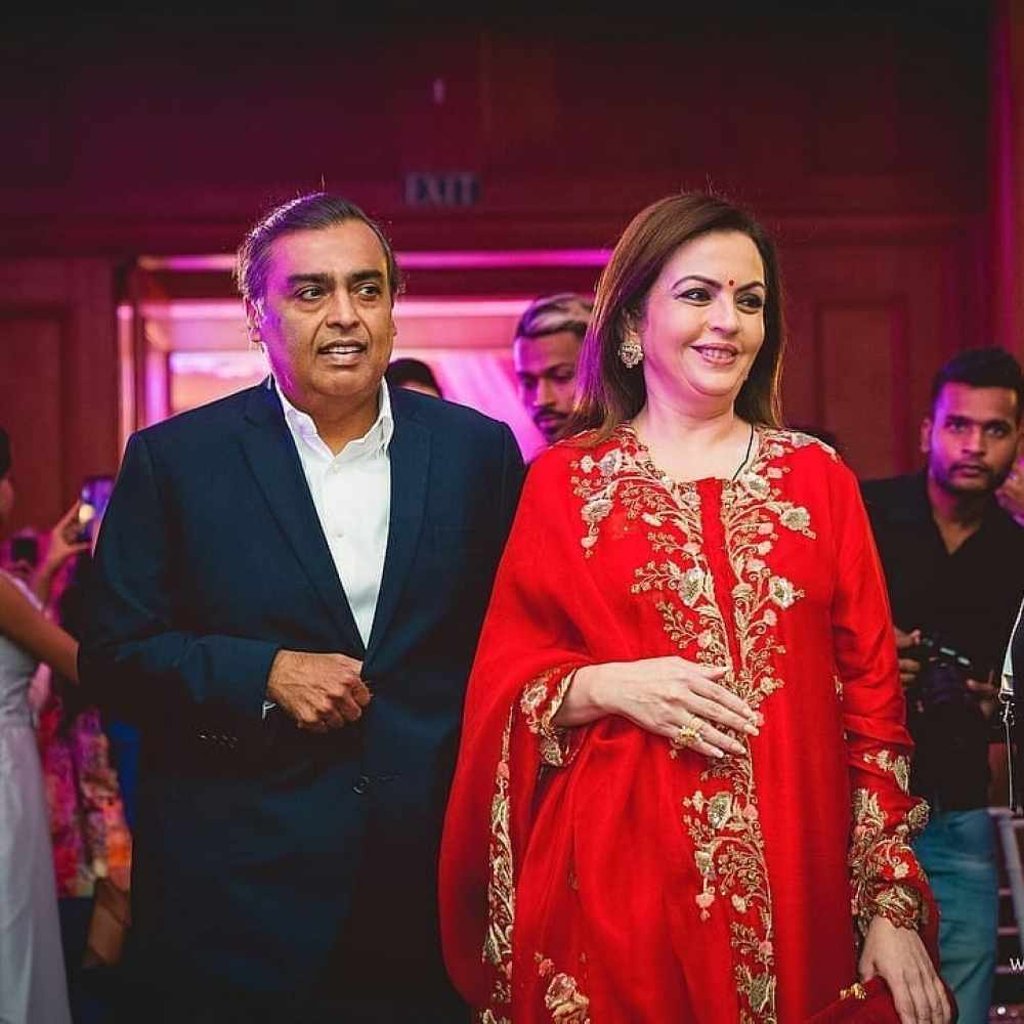 Billionaire businessman Mukesh Ambani with wife Nita Ambani. Photo: @nitaambaniii/Instagram