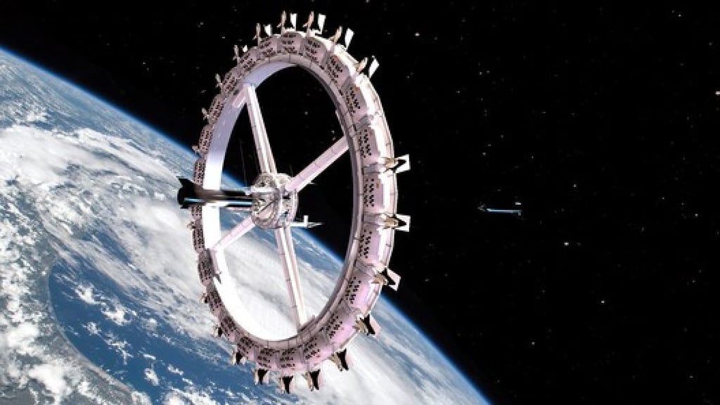 A rendering of the first space hotel, Voyager Station, expected to open in 2027. Photo: @arnav_pawar/Twitter A rendering of the first space hotel, Voyager Station, expected to open in 2027. Photo: @arnav_pawar/Twitter