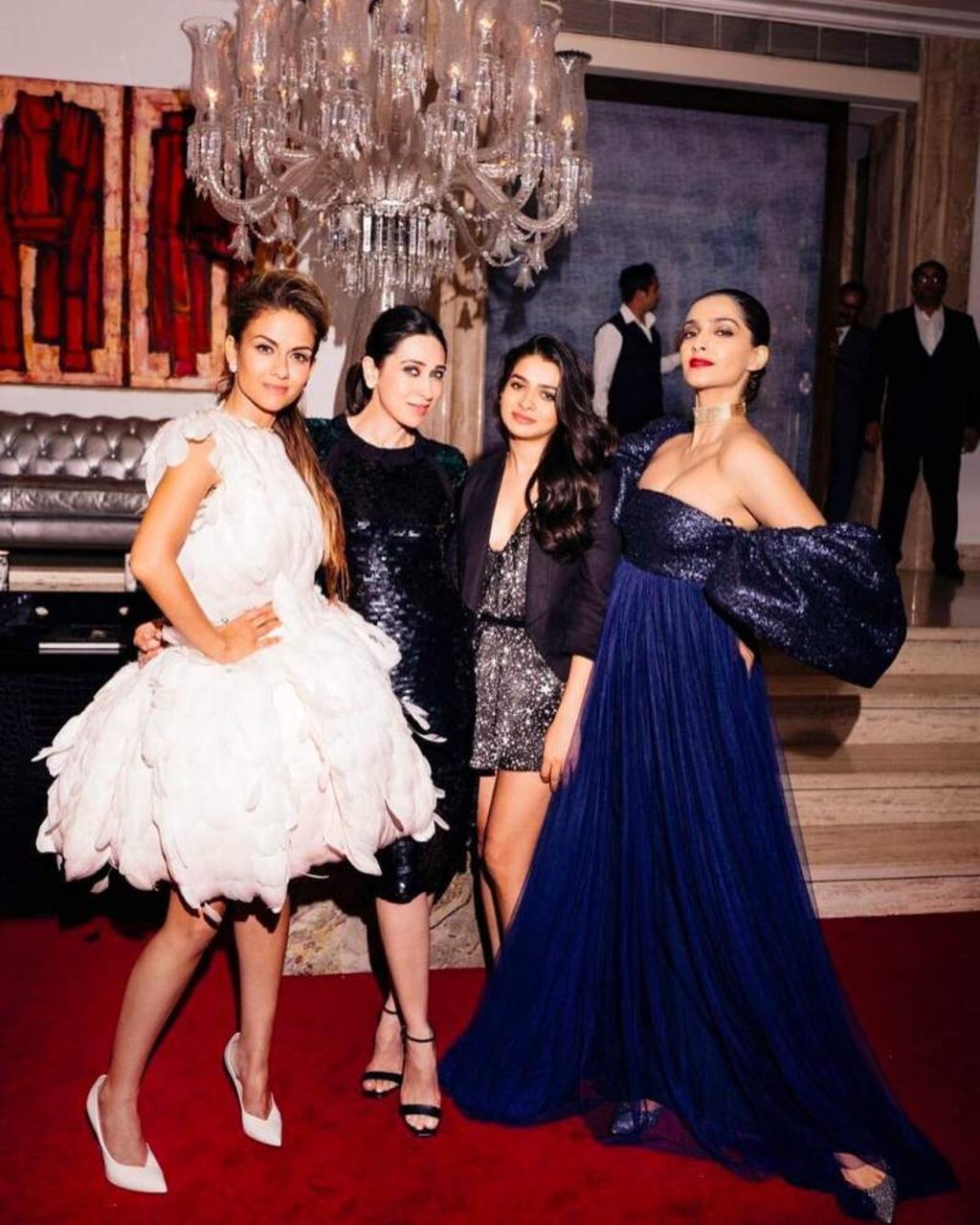 Natasha Poonawalla (left) with guests Karisma Kapoor (second left) and Sonam Kapoor (right). Photo: @natasha.poonawalla/Instagram Natasha Poonawalla (left) with guests Karisma Kapoor (second left) and Sonam Kapoor (right). Photo: @natasha.poonawalla/Instagram