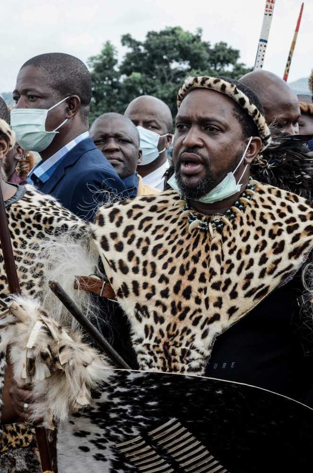 Newly elected Zulu monarch Prince Misuzulu Zulu arrives with Amabutho, Zulu regiments, to attend the provincial memorial service at the Khangelakamankegane Royal Palace in Nongoma on May 7. Photo: AFP Newly elected Zulu monarch Prince Misuzulu Zulu arrives with Amabutho, Zulu regiments, to attend the provincial memorial service at the Khangelakamankegane Royal Palace in Nongoma on May 7. Photo: AFP