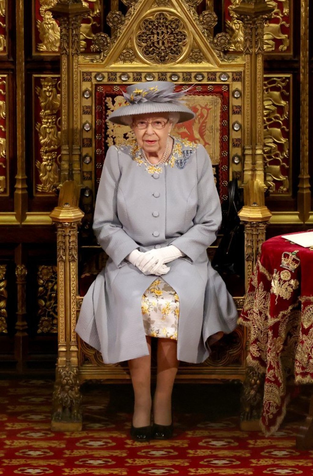 Britain’s Queen Elizabeth in the House of Lords for the State Opening of Parliament in London on May 11. Her outfit of choice was no doubt significant to her. Photo: Reuters