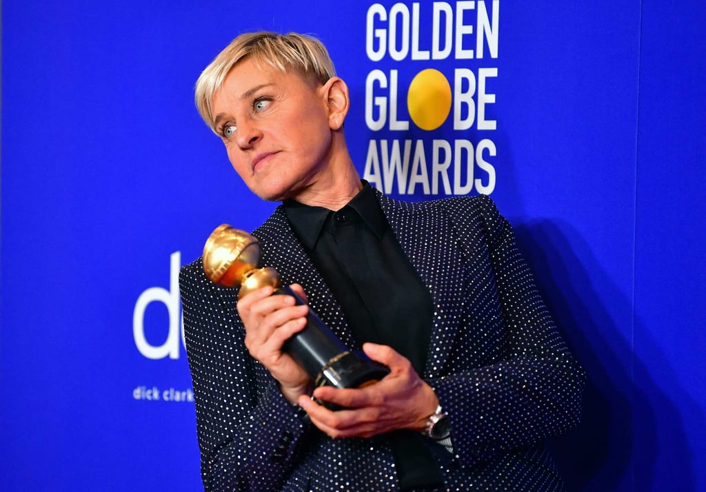 US actress and TV host Ellen DeGeneres poses in the press room with the Carol Burnett award during the 77th annual Golden Globe Awards in Beverly Hills, California, in January 2020. Photo: AFP US actress and TV host Ellen DeGeneres poses in the press room with the Carol Burnett award during the 77th annual Golden Globe Awards in Beverly Hills, California, in January 2020. Photo: AFP