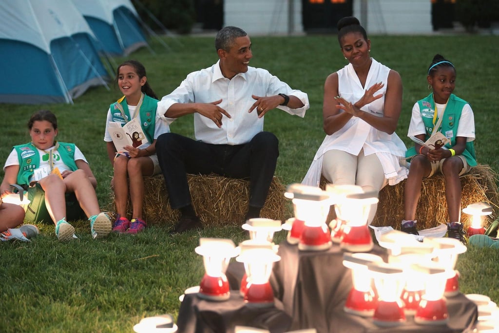 President Barack Obama and first lady Michelle Obama host a group of Girl Scouts at the White House as part of the first lady’s Let’s Move! initiative. Photo: EPA President Barack Obama and first lady Michelle Obama host a group of Girl Scouts at the White House as part of the first lady’s Let’s Move! initiative. Photo: EPA
