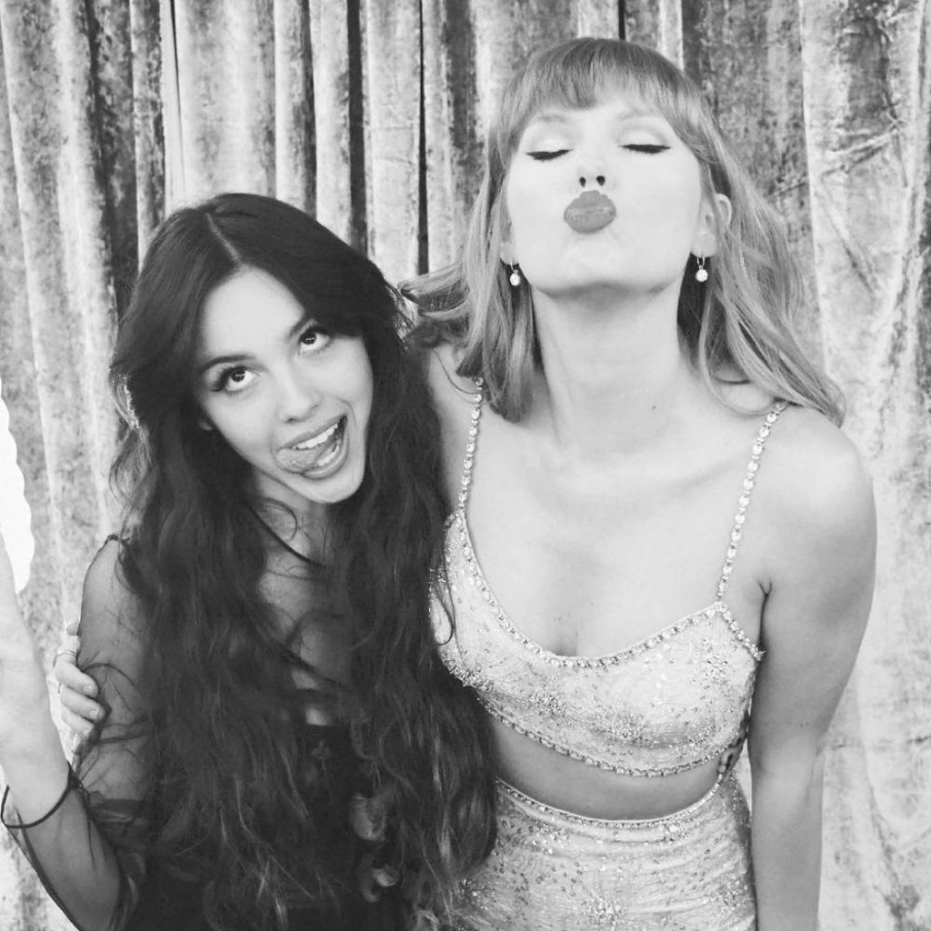 Olivia Rodrigo horsing around with Taylor Swift. The pair clearly respect each other Photo: @oliviarodrigo/Instagram