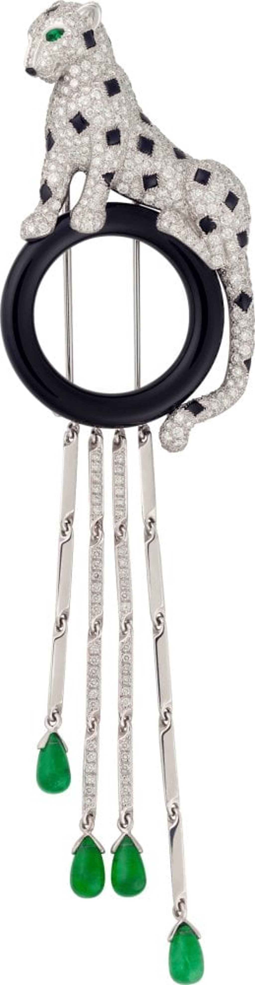 Panthère de Cartier brooch in diamonds, onyx and emerald. Photo: Cartier