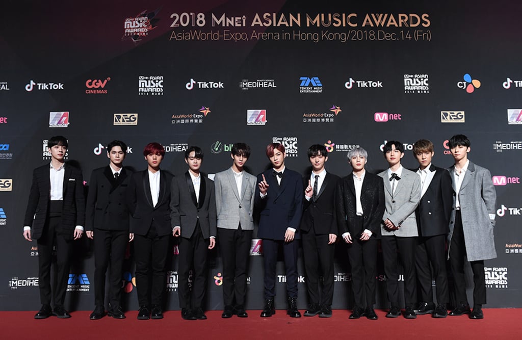 Wanna One at the 2018 Mnet Asian Music Awards at AsiaWorld-Expo Arena in Hong Kong in December 2018. Photo: AP Wanna One at the 2018 Mnet Asian Music Awards at AsiaWorld-Expo Arena in Hong Kong in December 2018. Photo: AP