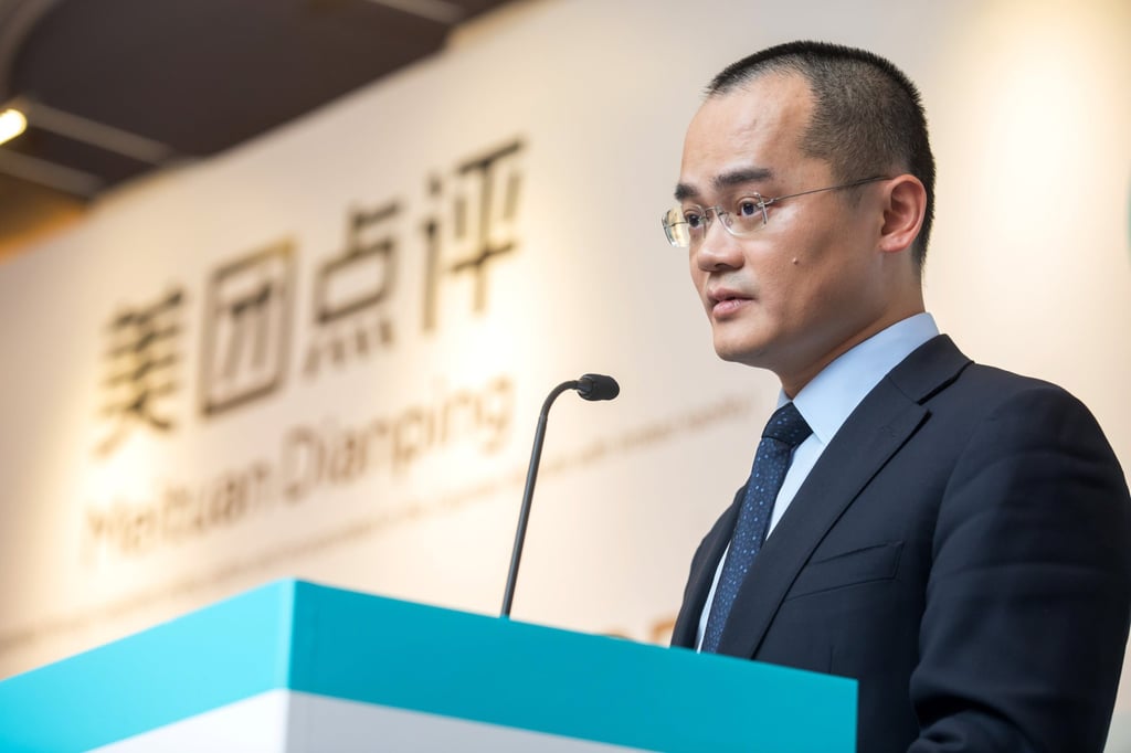 Wang Xing, co-founder and chief executive officer of Meituan-Dianping, at a news conference in Hong Kong in September 2018. Photo: Bloomberg Wang Xing, co-founder and chief executive officer of Meituan-Dianping, at a news conference in Hong Kong in September 2018. Photo: Bloomberg