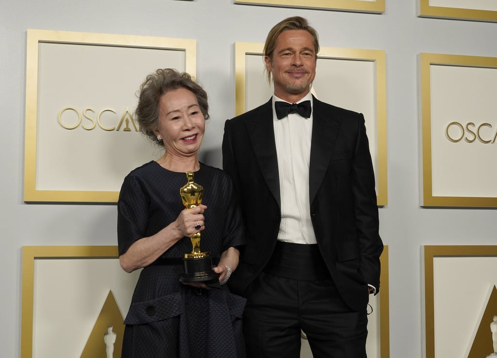 Brad Pitt poses with Youn Yuh-jung, winner of the award for best actress in a supporting role for Minari, at the Oscars in April. Photo: AP Brad Pitt poses with Youn Yuh-jung, winner of the award for best actress in a supporting role for Minari, at the Oscars in April. Photo: AP