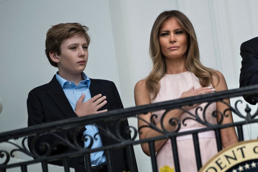 Barron Trump and first lady Melania Trump at the White House in April 2017. Photo: Agence France-Presse