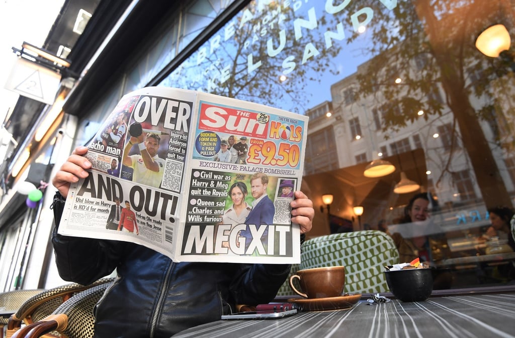 Britain’s The Sun newspaper’s headline in January 2020 places the blame on Meghan Markle for the announcement that the Duke and Duchess of Sussex were to step back as senior royal family members. Photo: EPA-EFE