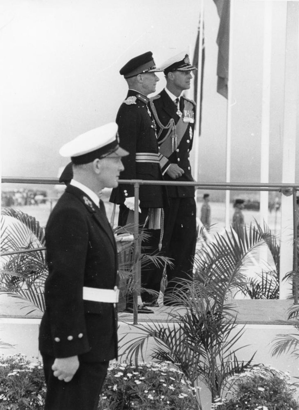 Prince Philip, Duke of Edinburgh, on the saluting dais at Kai Tak during his visit to Hong Kong in 1959. Photo: Government Public Relations Offices, Hong Kong
