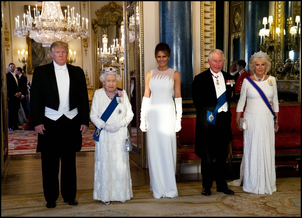 Donald and Melania Trump with Queen Elizabeth, Prince Charles and Camilla, Duchess of Cornwall. Photo: AP Donald and Melania Trump with Queen Elizabeth, Prince Charles and Camilla, Duchess of Cornwall. Photo: AP