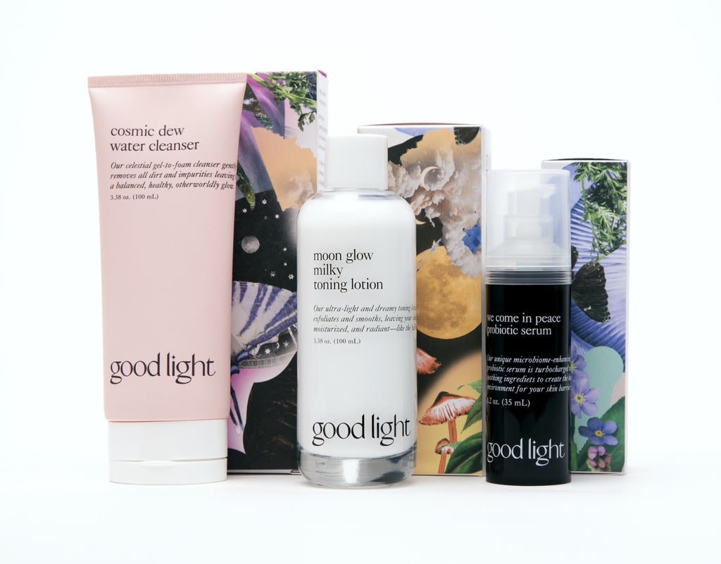 The Good Light product range includes the Cosmic Dew water cleanser, Moon Glow milky toning lotion and We Come In Peace probiotic serum. The Good Light product range includes the Cosmic Dew water cleanser, Moon Glow milky toning lotion and We Come In Peace probiotic serum.