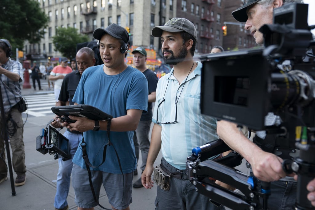 Director Jon M. Chu, left, and Lin-Manuel Miranda on the set of In the Heights. Photo: Warner Bros. via AP