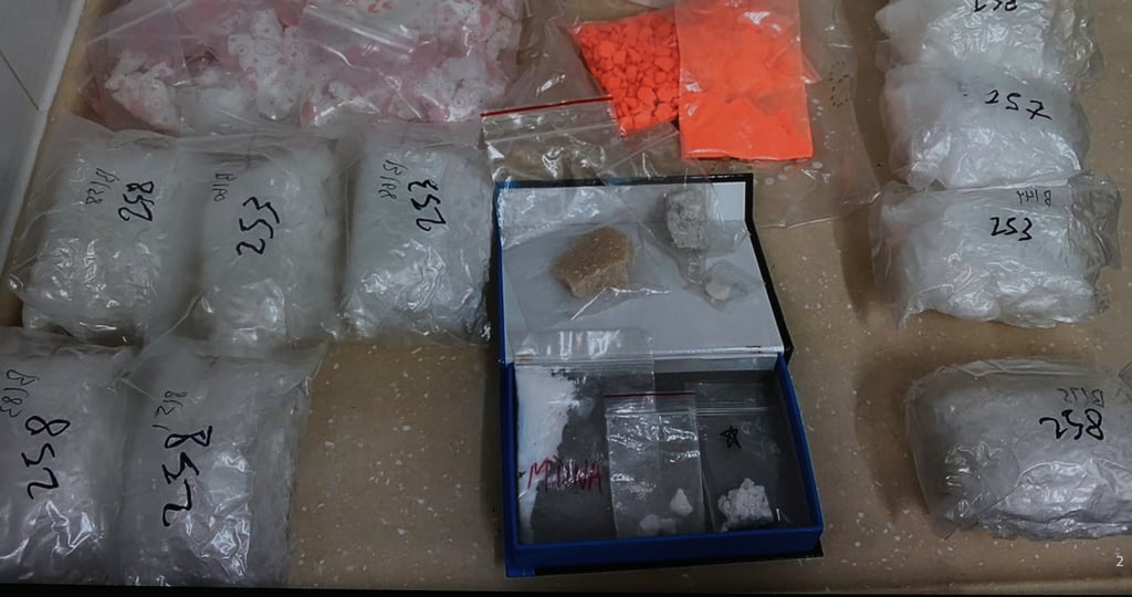 The haul included heroin, cannabis, crystal meth ketamine and more than 1,100 pills. Photo: Handout The haul included heroin, cannabis, crystal meth ketamine and more than 1,100 pills. Photo: Handout