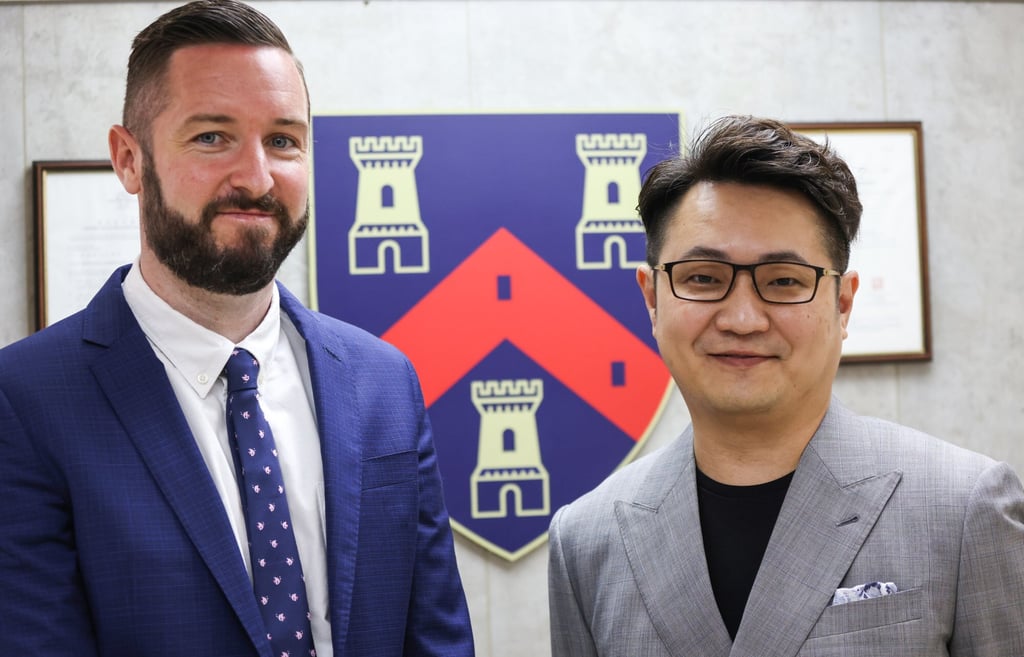 Dean Penney (left), assistant head of Mount Kelly School, alongside investor and co-founder Edward Wong. Photo: K.Y. Cheng