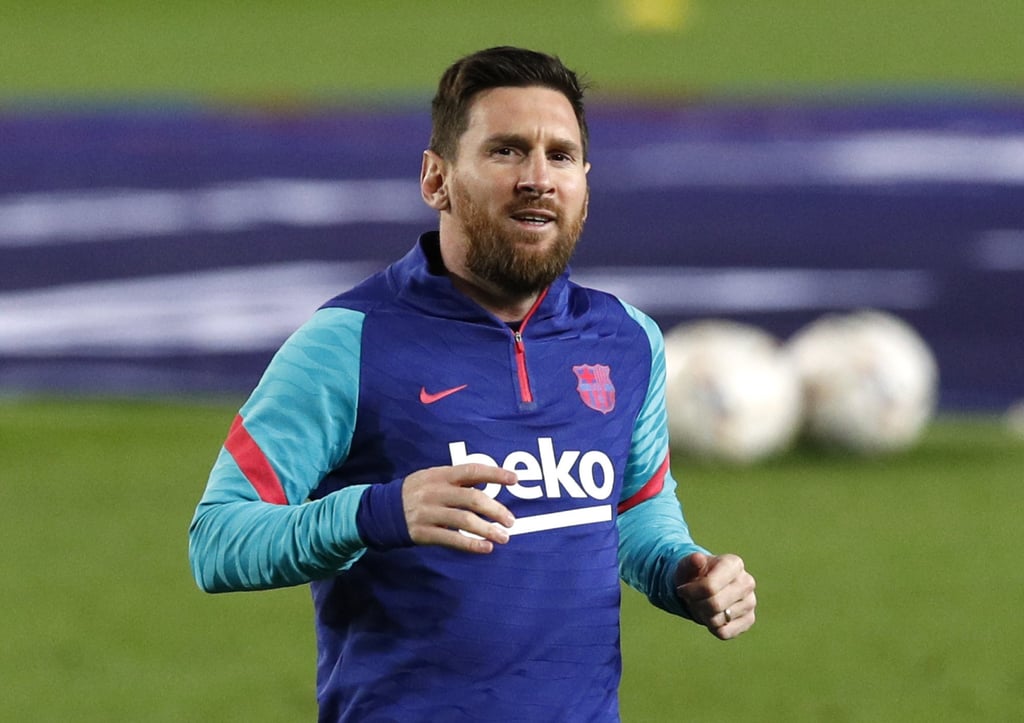 Barcelona’s Lionel Messi during a warm up before a match in March 2021. Photo: Reuters Barcelona’s Lionel Messi during a warm up before a match in March 2021. Photo: Reuters