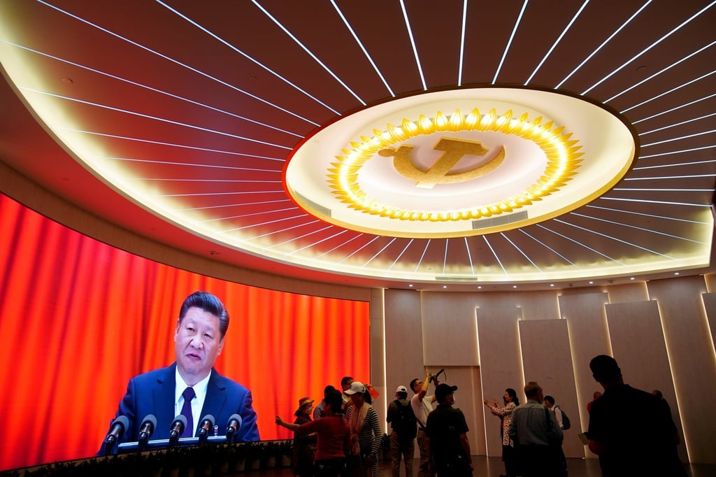 President Xi Jinping is shown on a screen during an event in Shanghai marking the 100th anniversary of the Chinese Communist Party. Xi has called on party cadres to tell China’s story well. Photo: Reuters President Xi Jinping is shown on a screen during an event in Shanghai marking the 100th anniversary of the Chinese Communist Party. Xi has called on party cadres to tell China’s story well. Photo: Reuters
