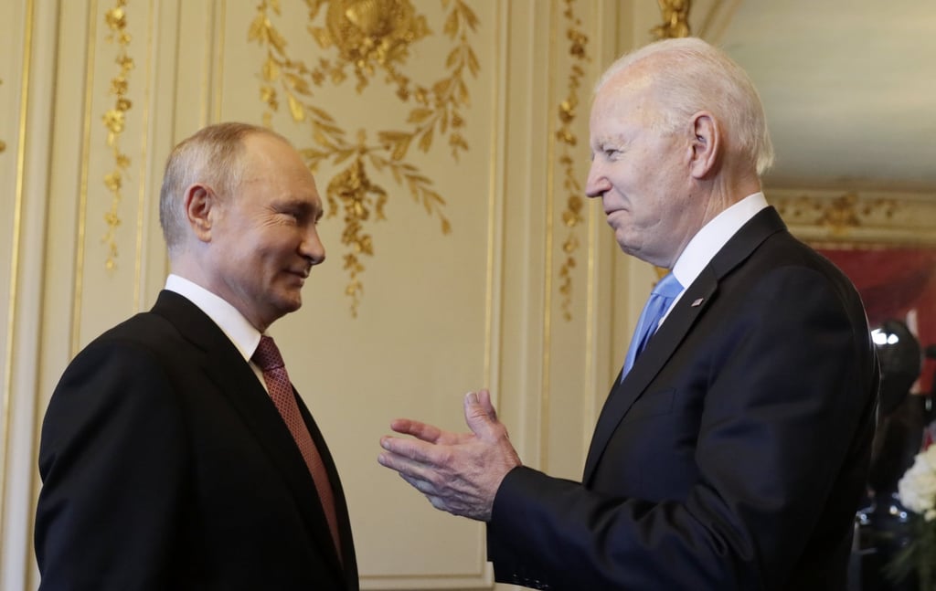 Russia’s President Vladimir Putin and US President Joe Biden meet for talks. Photo: TNS