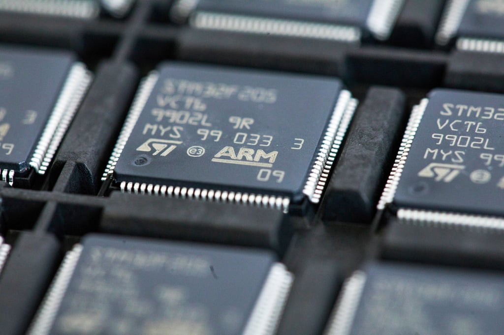 KYEC’s customers include European auto chip supplier STMicroelectronics, whose chips are seen here. Photo: Bloomberg