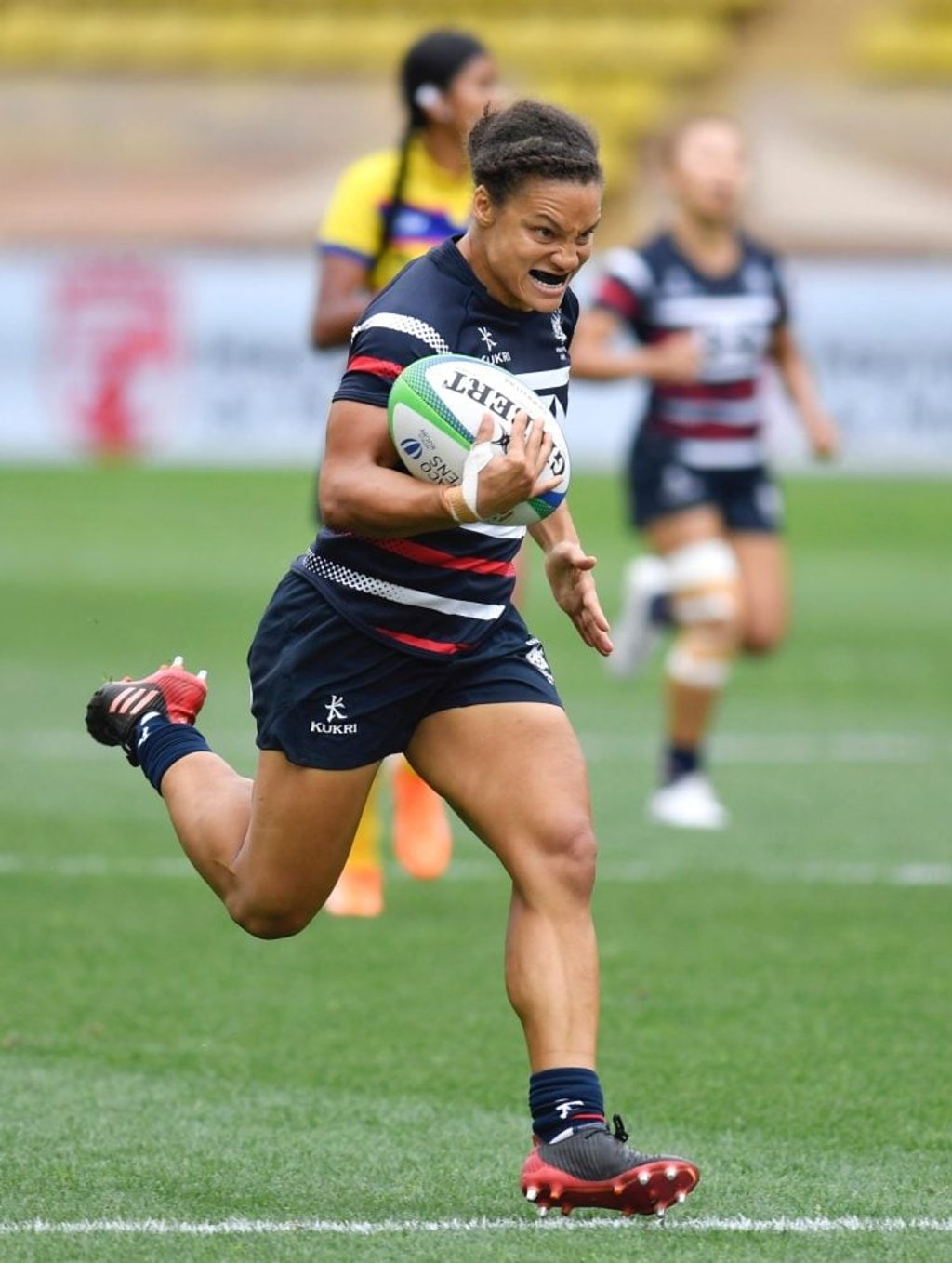 Hong Kong women’s rugby sevens co-captain Natasha Olson-Thorne scores a try against Colombia in a pool game at the World Rugby Sevens Repechage at the Stade Louis II in Monaco. Photo: Getty / World Rugby Hong Kong women’s rugby sevens co-captain Natasha Olson-Thorne scores a try against Colombia in a pool game at the World Rugby Sevens Repechage at the Stade Louis II in Monaco. Photo: Getty / World Rugby