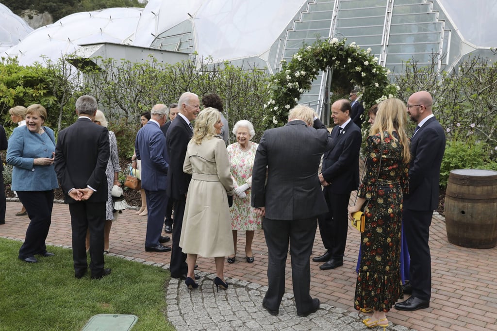 Britain’s Queen Elizabeth speaks to US President Joe Biden and his wife Jill Biden during a reception with G7 leaders at the Eden Project in Cornwall, England during the G7 summit on June 11, 2021. Photo: AP Britain’s Queen Elizabeth speaks to US President Joe Biden and his wife Jill Biden during a reception with G7 leaders at the Eden Project in Cornwall, England during the G7 summit on June 11, 2021. Photo: AP