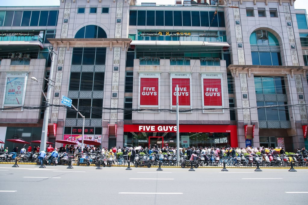 Five Guys’ Shanghai outlet opened in April 2021. Photo: Five Guys Five Guys’ Shanghai outlet opened in April 2021. Photo: Five Guys
