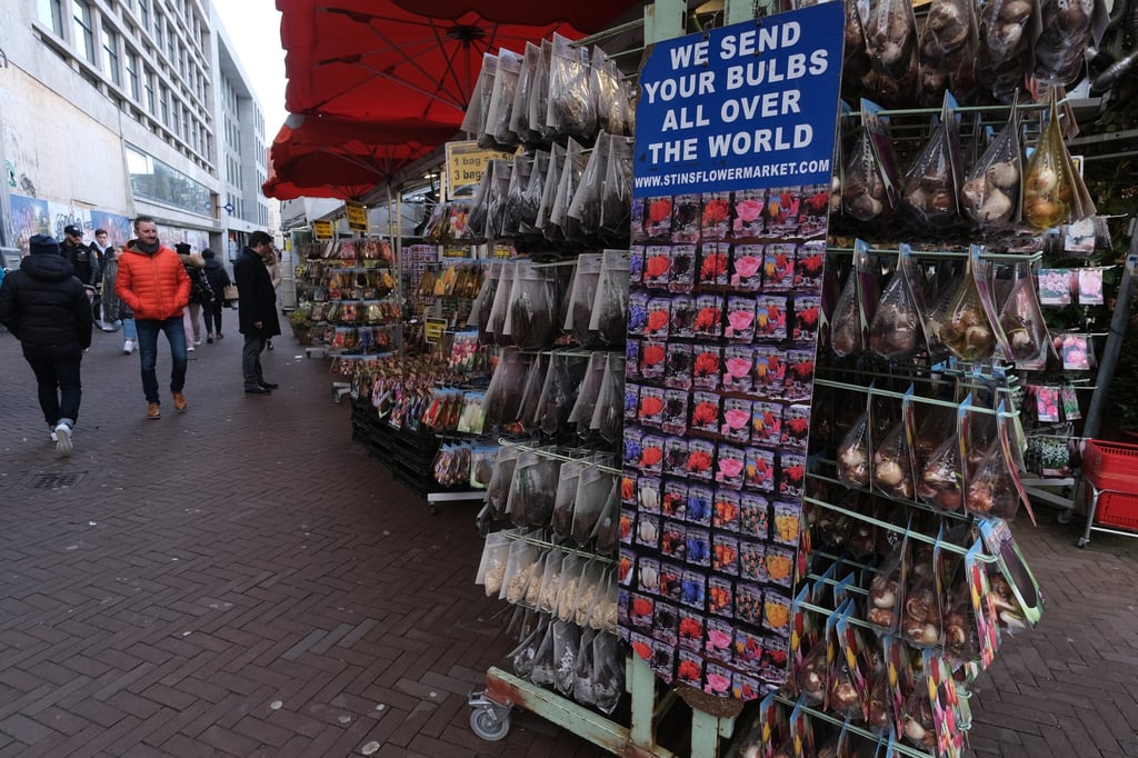 People visit the non-floating part of Amsterdam’s flower market on March 14, 2020. Photo: Getty Images People visit the non-floating part of Amsterdam’s flower market on March 14, 2020. Photo: Getty Images