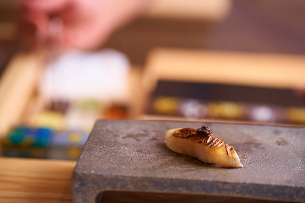 Silver codfish with truffle sushi. Photo: Sushi Yonjugo Silver codfish with truffle sushi. Photo: Sushi Yonjugo