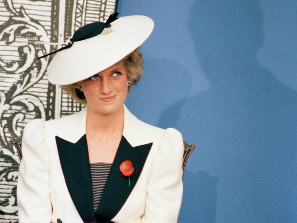 Princess Diana in a black and white look. Photo: AP Photo