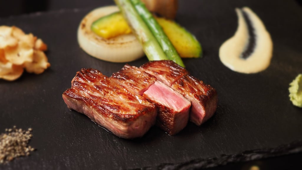 Miyazaki A4 Wagyu beef sirloin. Photo: Teppanyaki Mihara