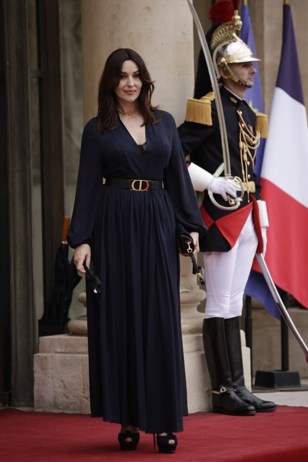 Italian actress Monica Bellucci at the Elysee Palace in Paris, France, on 5 July, 2021. Photo: EPA-EFE Italian actress Monica Bellucci at the Elysee Palace in Paris, France, on 5 July, 2021. Photo: EPA-EFE