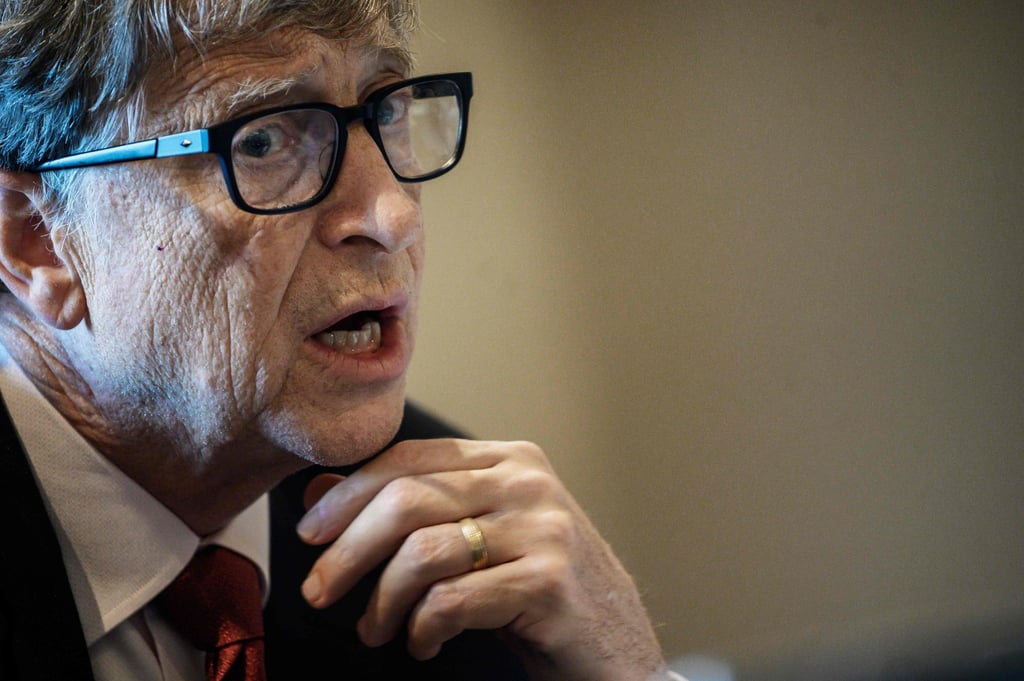Microsoft founder and co-Chairman of the Bill & Melinda Gates Foundation, Bill Gates, takes part in a conference call in Lyon, France, during the funding conference of Global Fund to Fight Aids, Tuberculosis and Malaria in October 2019. Photo: AFP Microsoft founder and co-Chairman of the Bill & Melinda Gates Foundation, Bill Gates, takes part in a conference call in Lyon, France, during the funding conference of Global Fund to Fight Aids, Tuberculosis and Malaria in October 2019. Photo: AFP