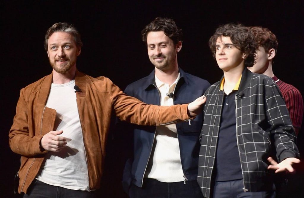 Jack Dylan Grazer with fellow cast members of It Chapter 2, James McAvoy and Andy Bean, at CinemaCon 2019. Photo: @fuertecito/Twitter Jack Dylan Grazer with fellow cast members of It Chapter 2, James McAvoy and Andy Bean, at CinemaCon 2019. Photo: @fuertecito/Twitter