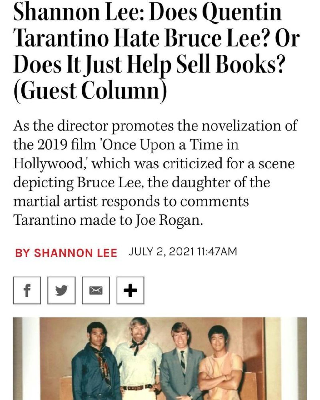 Bruce Lee’s daughter, Shannon Emery Lee, wrote a strongly worded response to Quentin Tarantino’s criticism of her father. Photo: @therealshannonlee/Instagram Bruce Lee’s daughter, Shannon Emery Lee, wrote a strongly worded response to Quentin Tarantino’s criticism of her father. Photo: @therealshannonlee/Instagram