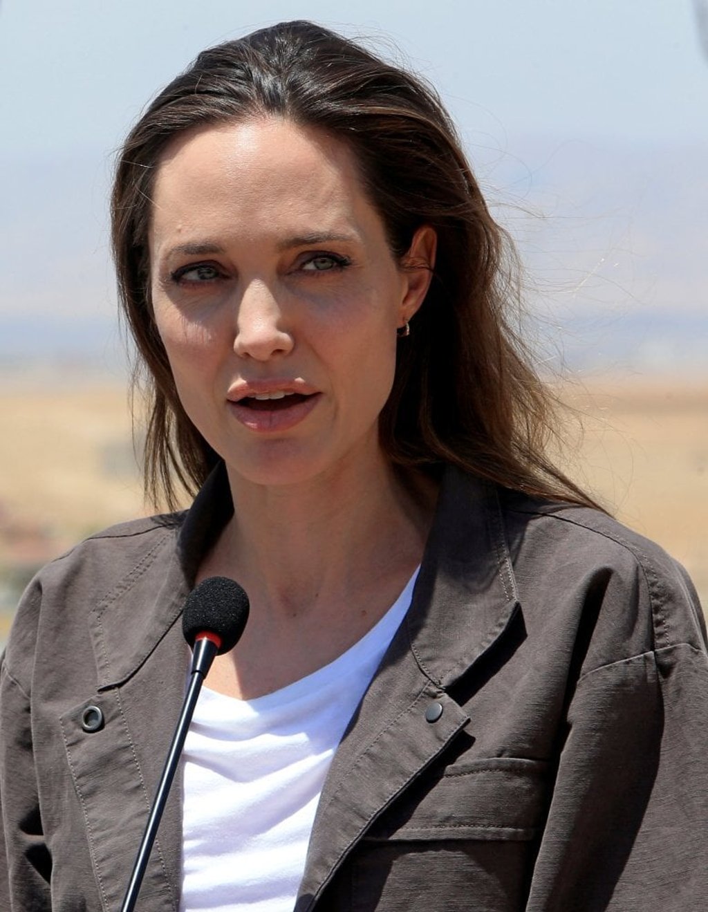 Angelina Jolie speaks during a news conference during her visits to a camp for Syrian refugees in Dohuk, Iraq, in June 2018. Photo: Reuters
