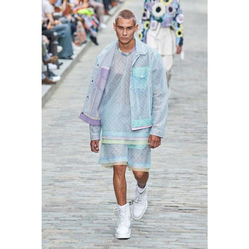 Actor and model Evan Mock walks the runway. Photo: @evanmock/Instagram Actor and model Evan Mock walks the runway. Photo: @evanmock/Instagram