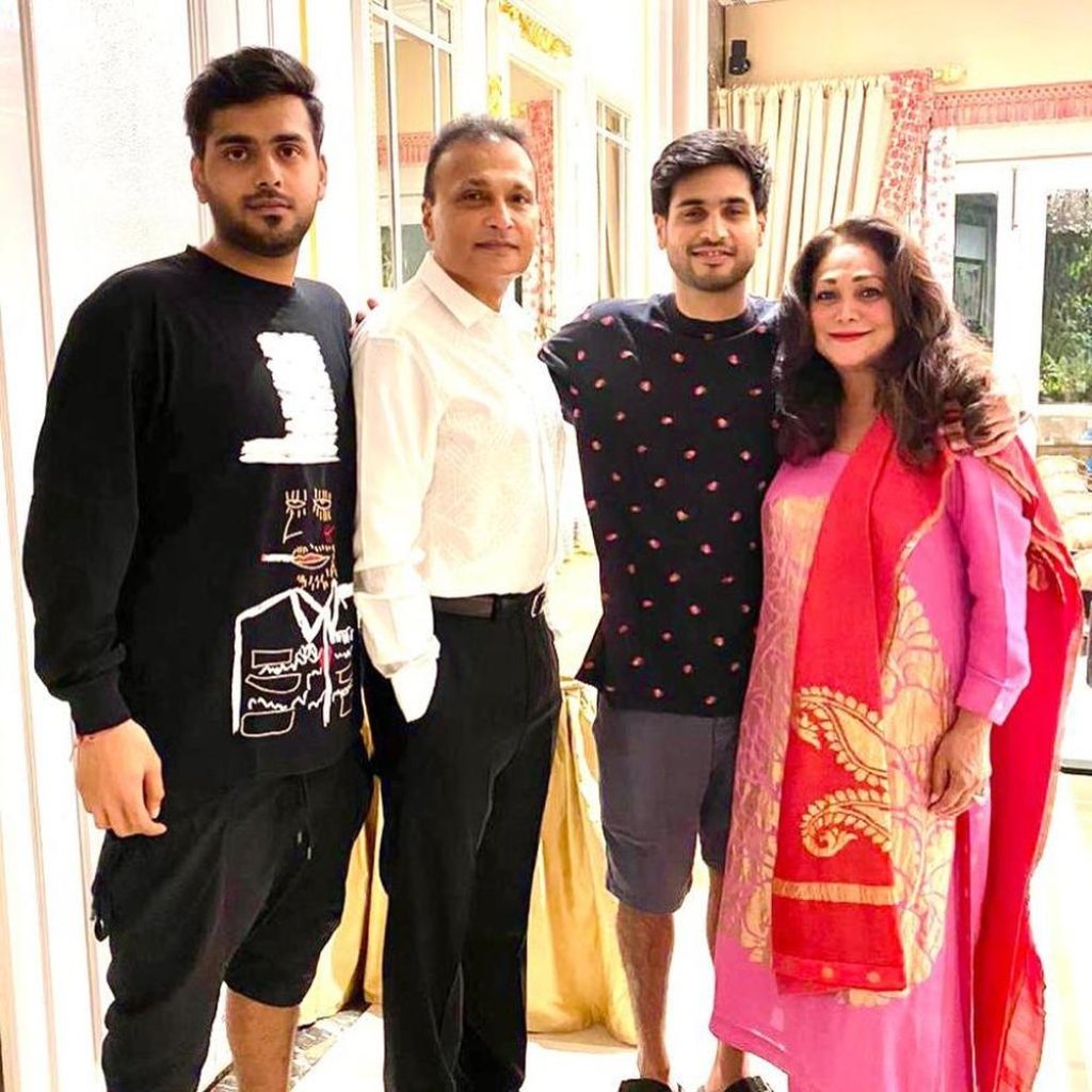 Anil and Tina Ambani with their sons, Jai Anmol and Jai Anshul. Photo: @tinaambaniofficial/Instagram