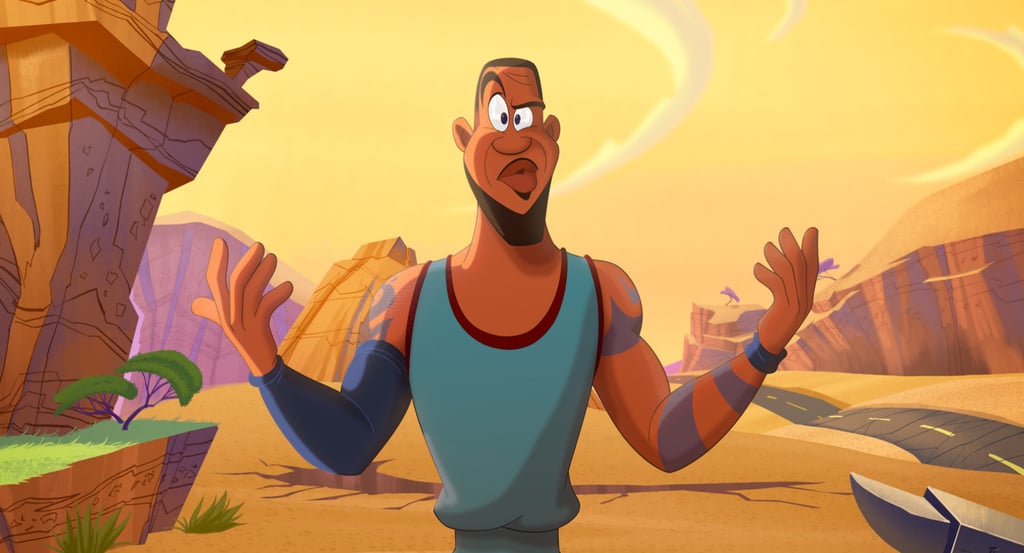 An animated LeBron James in a scene from Space Jam: A New Legacy, which mixes motion capture animation with real-world visuals. Photo: Warner Bros. Pictures via AP