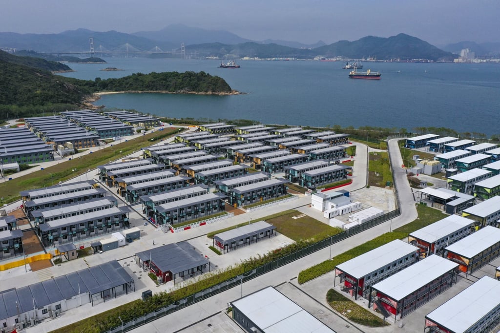An aerial view of the quarantine centre at Penny Bay on Hong Kong’s Lantau Island. Photo: Sam Tsang An aerial view of the quarantine centre at Penny Bay on Hong Kong’s Lantau Island. Photo: Sam Tsang