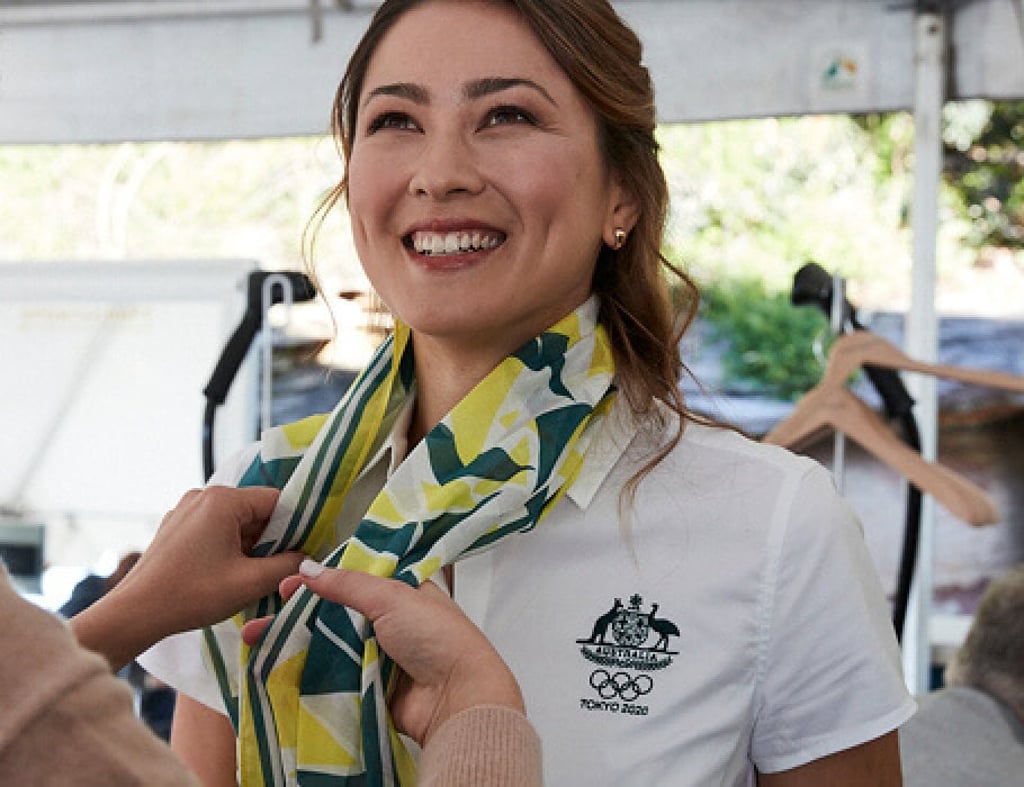 Patterned scarves are part of Team Australia’s uniforms by Sportscraft.