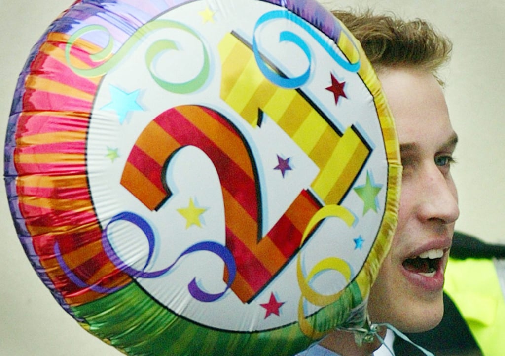 Britain’s Prince William with a balloon given to him by a member of the public in Newport, Wales, where he accompanied his father Prince Charles as part of the celebrations marking his 21st birthday in 2003. Photo: AP Photo