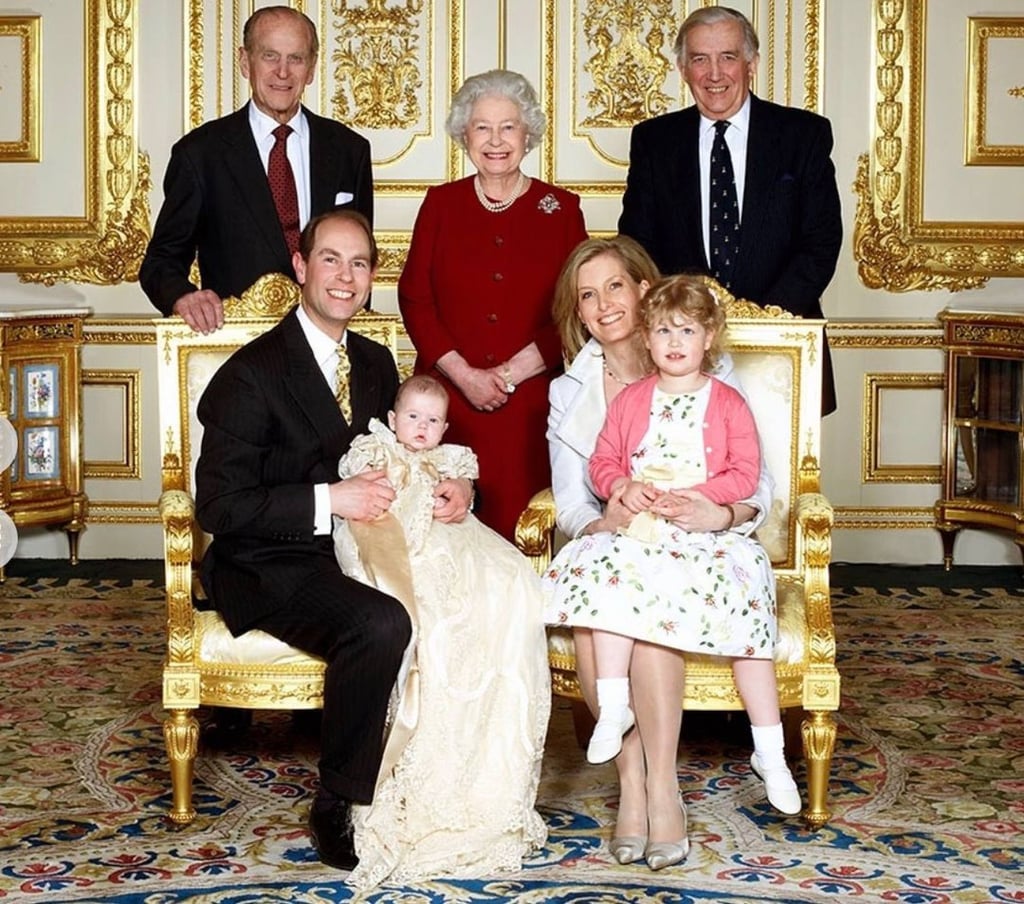 Lady Louise with her parents Prince Edward and Countess Sophie Wessex at her sibling Viscount Severn’s christening, along with Queen Elizabeth and Prince Philip. Photo: @louise_windsor2003/Instagram Lady Louise with her parents Prince Edward and Countess Sophie Wessex at her sibling Viscount Severn’s christening, along with Queen Elizabeth and Prince Philip. Photo: @louise_windsor2003/Instagram