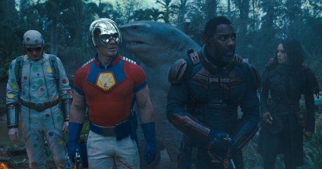 From left, David Dastmalchian, John Cena, the character King Shark, Idris Elba and Daniela Melchior in The Suicide Squad. Photo: Warner Bros/TNS From left, David Dastmalchian, John Cena, the character King Shark, Idris Elba and Daniela Melchior in The Suicide Squad. Photo: Warner Bros/TNS
