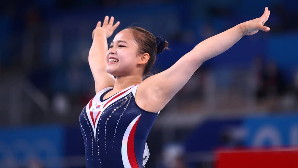 Yeo Seojeong of South Korea in action on the vault at the Ariake Gymnastics Centre, Tokyo, Japan, during the Tokyo 2020 Olympics on August 1, 2021. Photo: Reuters Yeo Seojeong of South Korea in action on the vault at the Ariake Gymnastics Centre, Tokyo, Japan, during the Tokyo 2020 Olympics on August 1, 2021. Photo: Reuters