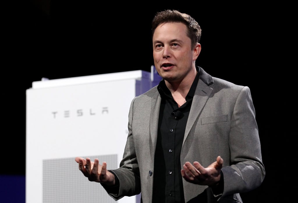 Elon Musk in April 2015 during an event at Tesla’s plant in Hawthorne, California. Photo: TNS Elon Musk in April 2015 during an event at Tesla’s plant in Hawthorne, California. Photo: TNS