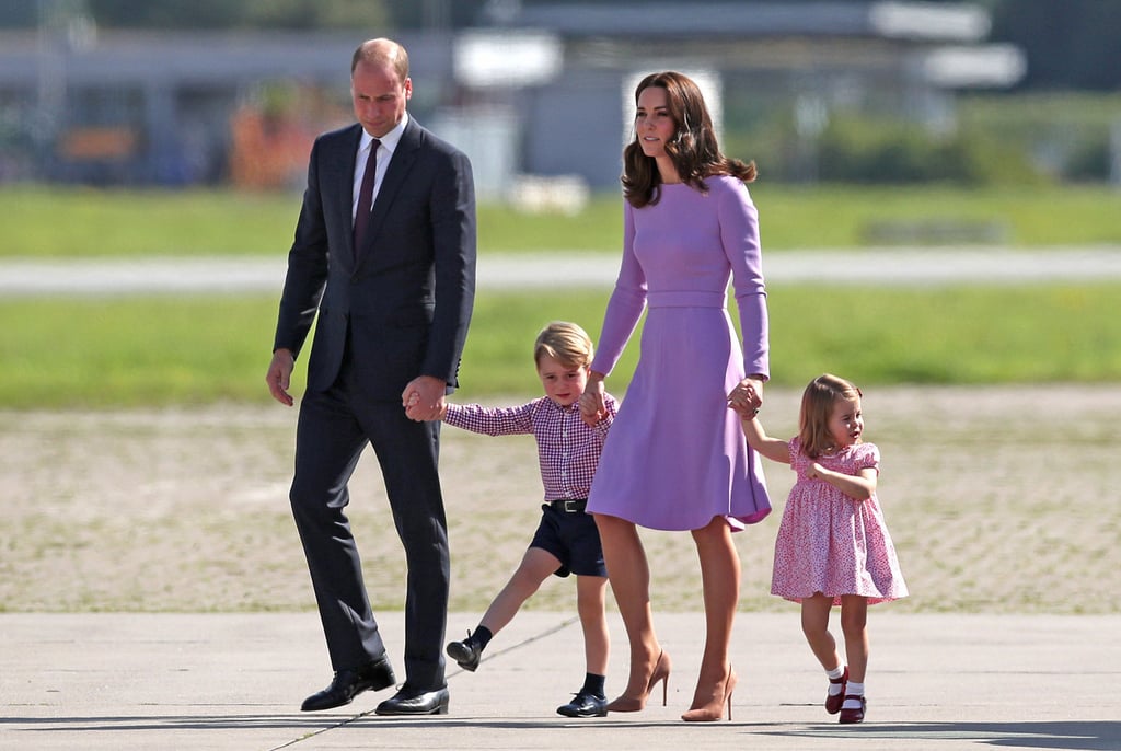 The Duke and Duchess of Cambridge and their children, Prince George and Princess Charlotte, visit Airbus in Hamburg, Germany, in July 2017. Photo: PA Wire/Abaca Press/TNS The Duke and Duchess of Cambridge and their children, Prince George and Princess Charlotte, visit Airbus in Hamburg, Germany, in July 2017. Photo: PA Wire/Abaca Press/TNS