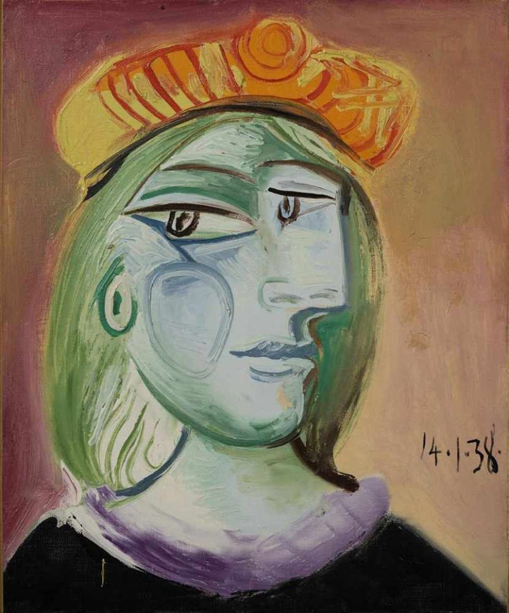 Picasso’s Femme au Béret Rouge-Orange (1938). Photo: Sotheby’s & MGM Resorts