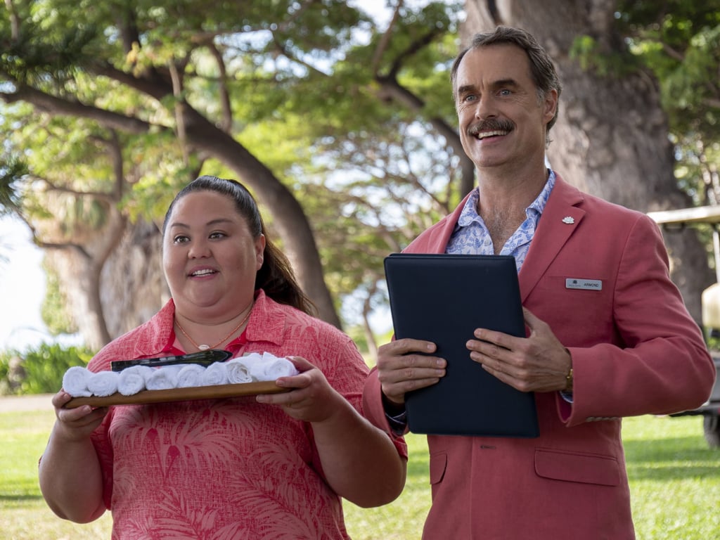 Murray Bartlett, as resort manager Armond, and Jolene Purdy in The White Lotus. Photo: Mario Perez Murray Bartlett, as resort manager Armond, and Jolene Purdy in The White Lotus. Photo: Mario Perez
